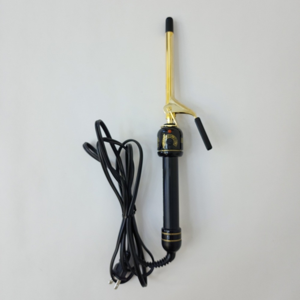 Hot Shot Tools Gold Series Spring Curling Iron 1/2 Inch Model 1007 Black Gold